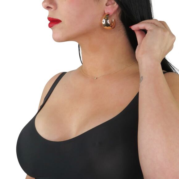 1980s Vintage Gold Hoop Earrings Chunky Thick Hoops Earrings 1" - Picture 3 of 9